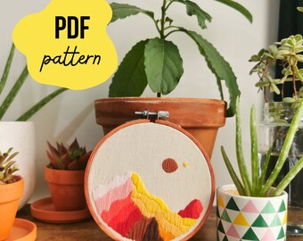 PDF PATTERN - Little Mountains - Easy embroidery for beginners - Digital download with video tutorials