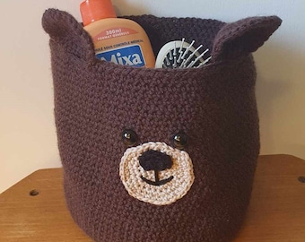 Teddy bear crochet basket