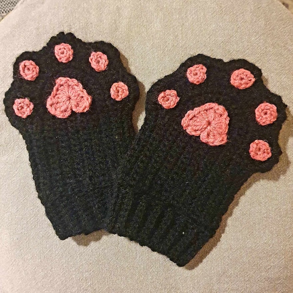 Mitaines pattes de chat/Cat paws crochet gloves