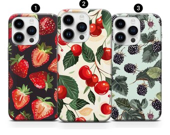 Fruit case berry strawberry cherry Cover fit for iPhone 17 16 15 Pro 14 Max 13 mini 12 Plus 11 XR SE 7 8 & Samsung S26 S25 S24 S23 Ultra