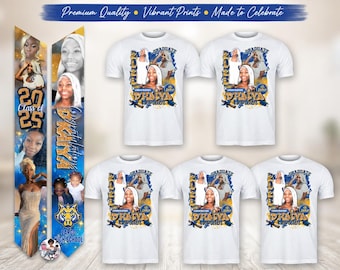 Custom Graduation Stole and 5 Shirts Bundle • Personalized Photo Graduation Outfit Package