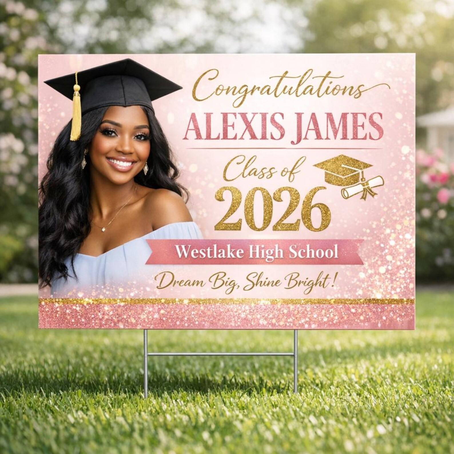 Custom Graduation Yard Sign • Personalized Photo, Name, School Decor - Etsy