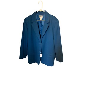 Pendleton Women 18W Teal Blue 100% Virgin Wool Blazer Jacket Plus Size