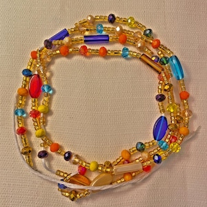 Colorful African Waist Beads: Ghanaian Body Jewelry (50in)