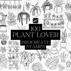 Sellos de Procreate con plantas, juego de pinceles para tatuajes, botánico, amante de las plantas, femenino, Procreate, línea fina, sellos para tatuajes de patchwork, cactus, flores