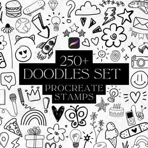 Doodle Procreate Stempel, Procreate Pinsel, Skizzenhaftes Bündel, Zeichnung, Procreate Werkzeuge, Umriss, Patchwork Tattoo Stempel