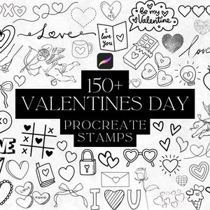 Tampons pour la Saint-Valentin, Jeu de pinceaux pour la procréation, Amour, Couple, Outils de procréation, Trait fin, Patchwork de tatouages, Branches, Cœurs