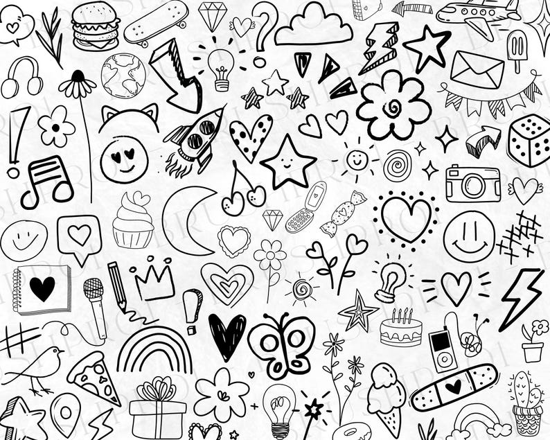 Doodle Procreate Stamps, Procreate Brush Set, Sketchy Bundle, Drawing