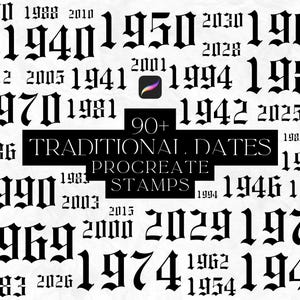 Plus de 90 tampons dattes traditionnels procréer, jeu de pinceaux procréer, lot de dates de naissance, outils procréer, Flash, 1990, 2024, tampons de tatouage patchwork