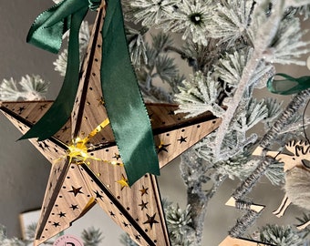 Christmas Wooden Star Laser Cut File | DIY Rustic Holiday Window Decor