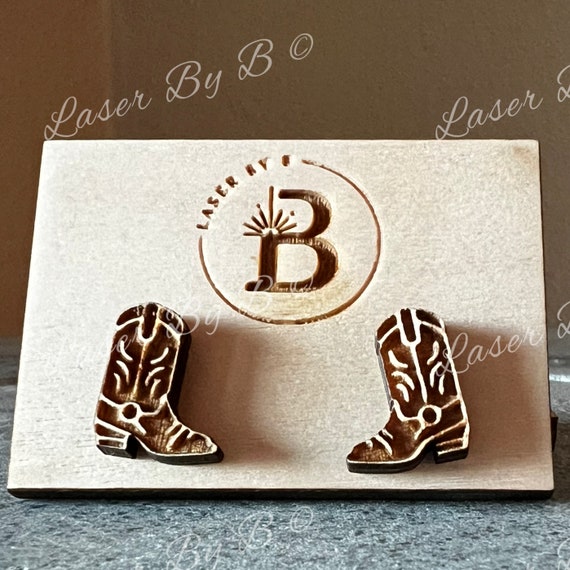 Cowboy Rodeo Stud Earrings Laser File | Cowboy Boot & Hat Designs | Ideal for Scrap Busters