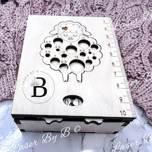 Kleine Strickbox Laserdatei | Inklusive Schafe Gauge & Reihenzähler | mm und Zoll Messungen