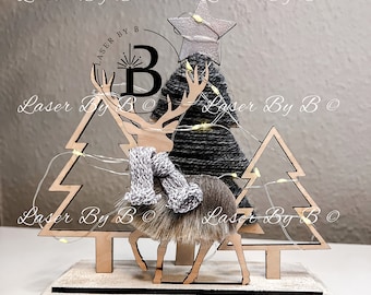 Elegant Reindeer Decoration SVG - Shelf Sitter laser file, Fairy Light Encasing Laser Cut File, Glowforge/OMTech/Vevor Compatible