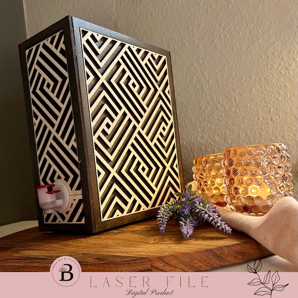 Elegant BIB Wine Box Laser File | Geometric Pattern for 3 Liter Bag | Mix and Match with Other Patterns