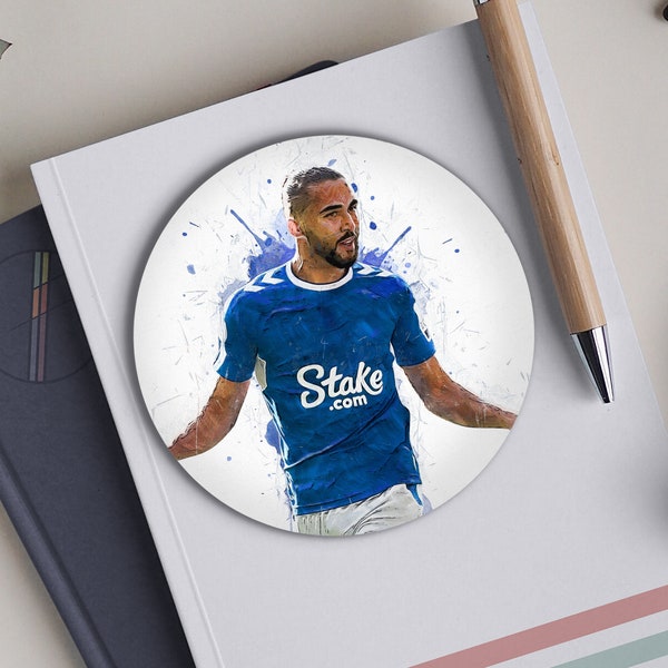 Dominic Calvert-Lewin Coaster | Football Art | Round Wooden Drinks Coaster with Cork Base