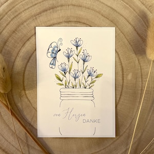 Postkarte - Danke von Herzen / Dankeskarte