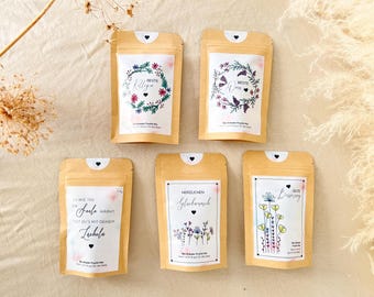 Mini Tee Geschenk – Bio Kräuter Frucht Mix | Handgemalt | Gute Besserung, Glückwunsch, Beste Kollegin, Beste Oma | Mitbringsel Geburtstag