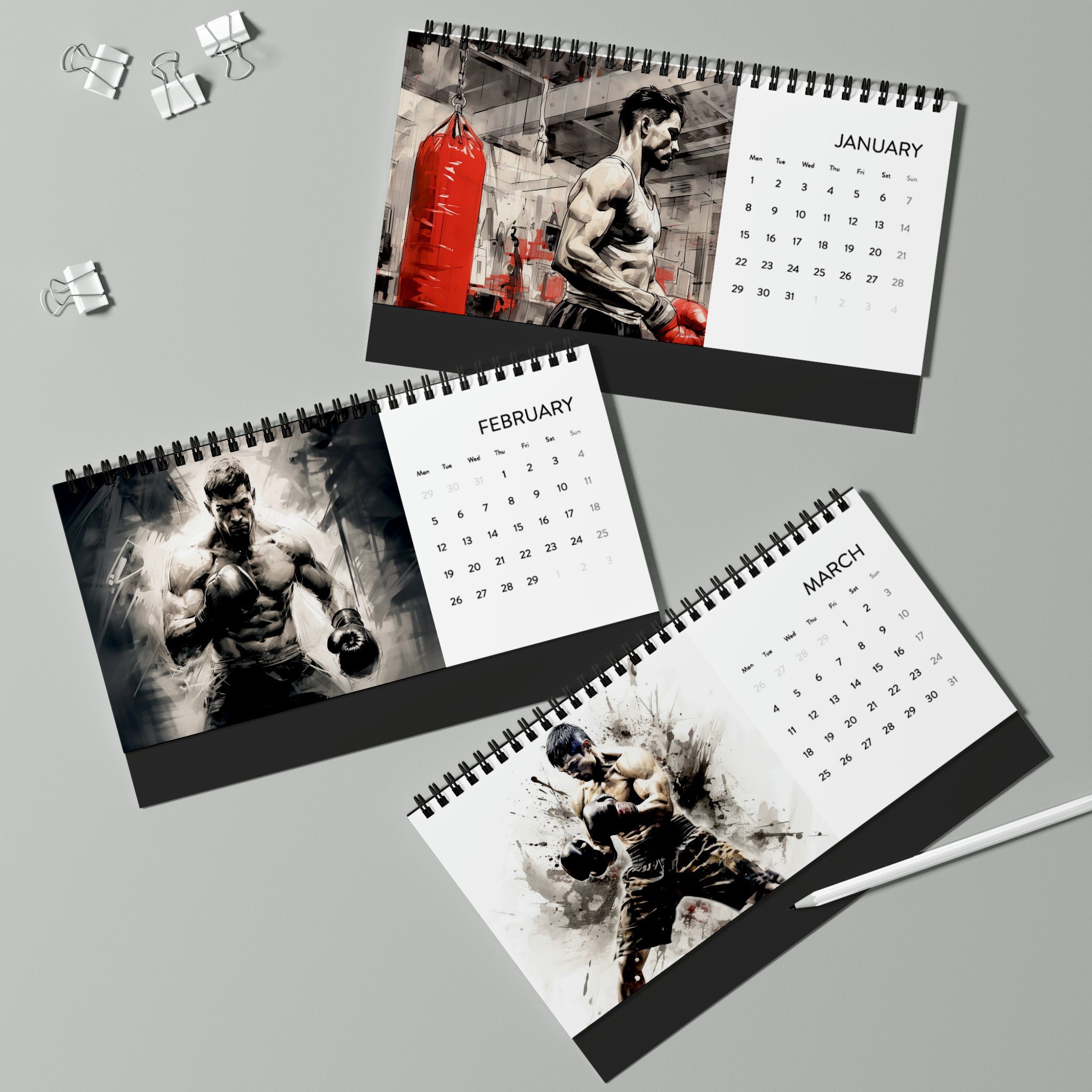 Mens Boxing Calendar 2024 Active Boxing calendar sold by Guilty
