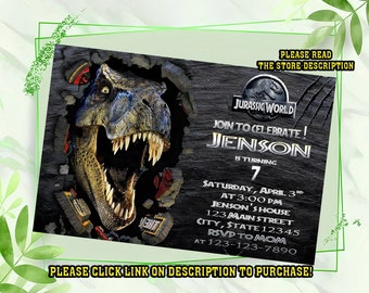 Personalize Jurassic park birthday invitation, Jurassic world invitation, Dinosaur birthday invitation