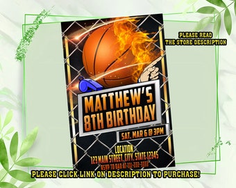 Basketball birthday invitation, Basketball invitation, Basketball birthday, Printable invitation, Slam dunk