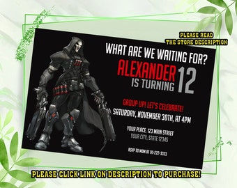 overwatch birthday invitation, invitation for kids, birthday invitation