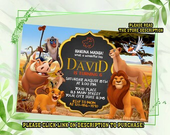 Personalize Lion king birthday invitation, Lion king invitation, Digital printable Birthday invitation for kids