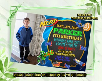 Personalize Nerf birthday invitation, Nerf party invitation, Printable birthday invitations, Invitation for kids