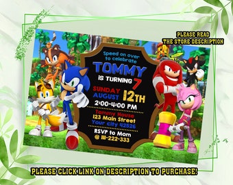 Personalize Sonic birthday invitation, Sonic the hedgehog Birthday invitation, Birthday invitation for kids