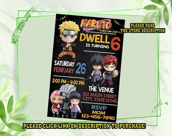 Personalize Naruto birthday invitation, Naruto invitation, Digital printable Birthday invitation for boys