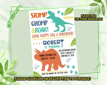 Personalize Jurassic park birthday invitation, Jurassic world invitation, Dinosaur birthday invitation