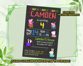 Personalize Peppa pig birthday Invitation, Peppa pig party invitations, Birthday invitation for kids