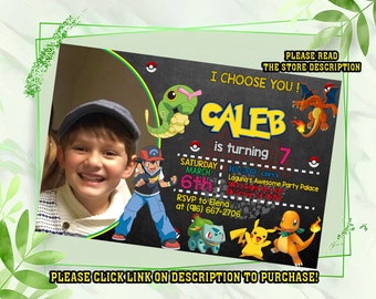 Personalize Pokemone Birthday invitation, Pokemone birthday invitation, Pikachu birthday invitation