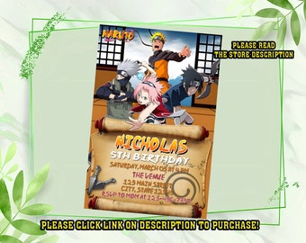 Personalize Naruto birthday invitation, Naruto invitation, Digital printable Birthday invitation for boys