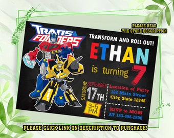 Personalize Rescue bots birthday invitation, Robot invitation, Digital printable Birthday invitation for boys