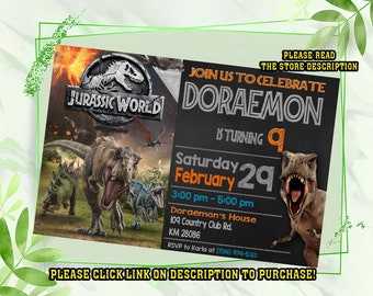 Personalize Jurassic park birthday invitation, Jurassic world invitation, Dinosaur birthday invitation