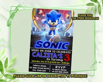 Personalize Sonic birthday invitation, Sonic the hedgehog Birthday invitation, Birthday invitation for kids