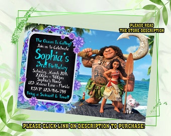 Moana birthday invitation, Princess birthday invitation, Princess party invitation