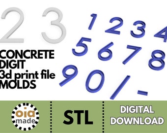Fichier d'impression 3D moule pour la coulée de numéros de maison en béton 20 cm de hauteur, moules à numéros et chiffres en béton bricolage Fichier d'impression 3D, STL