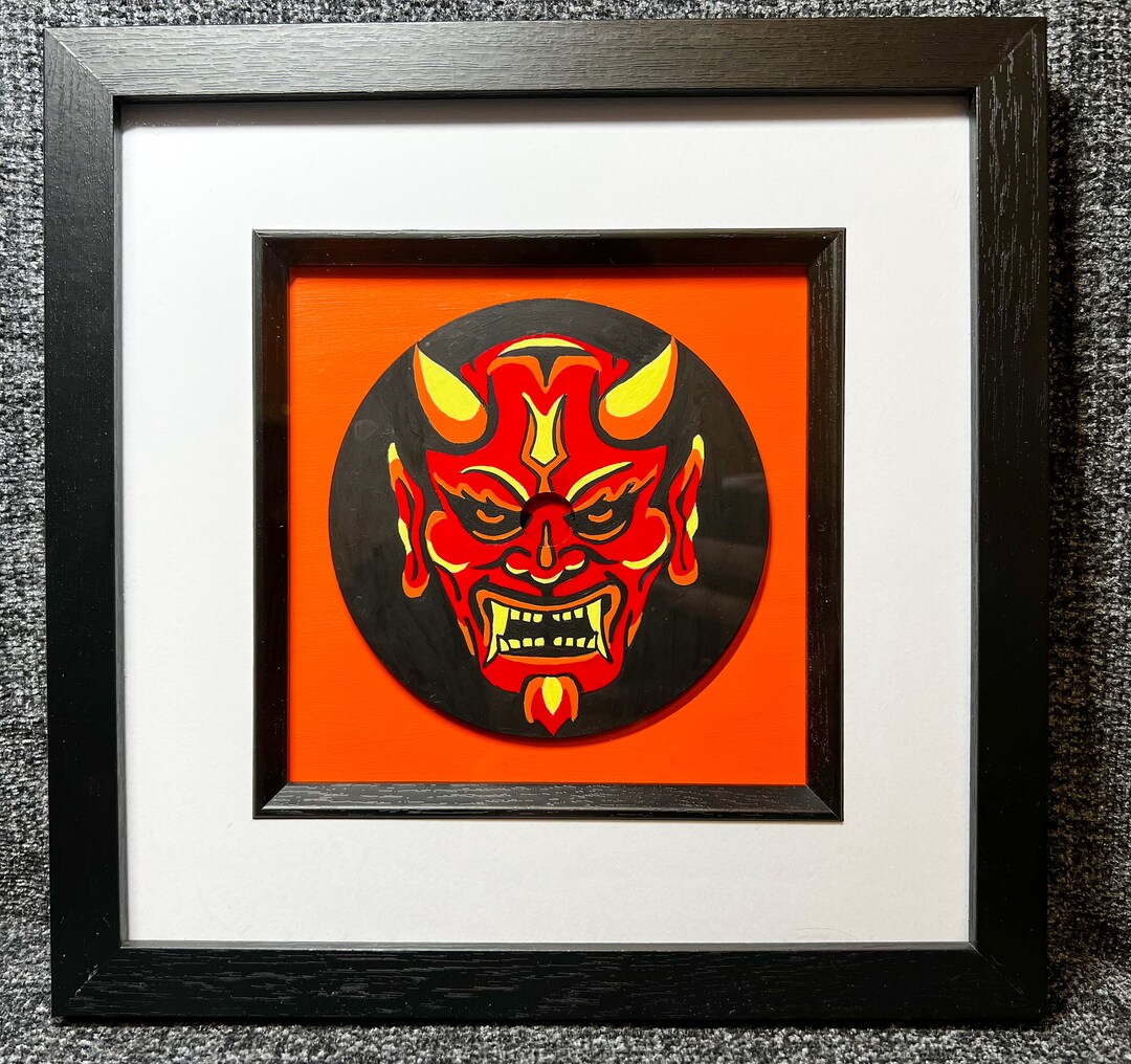 Original Hand Painted Japanese Oni Demon Devil CD Tattoo Art Painting ...