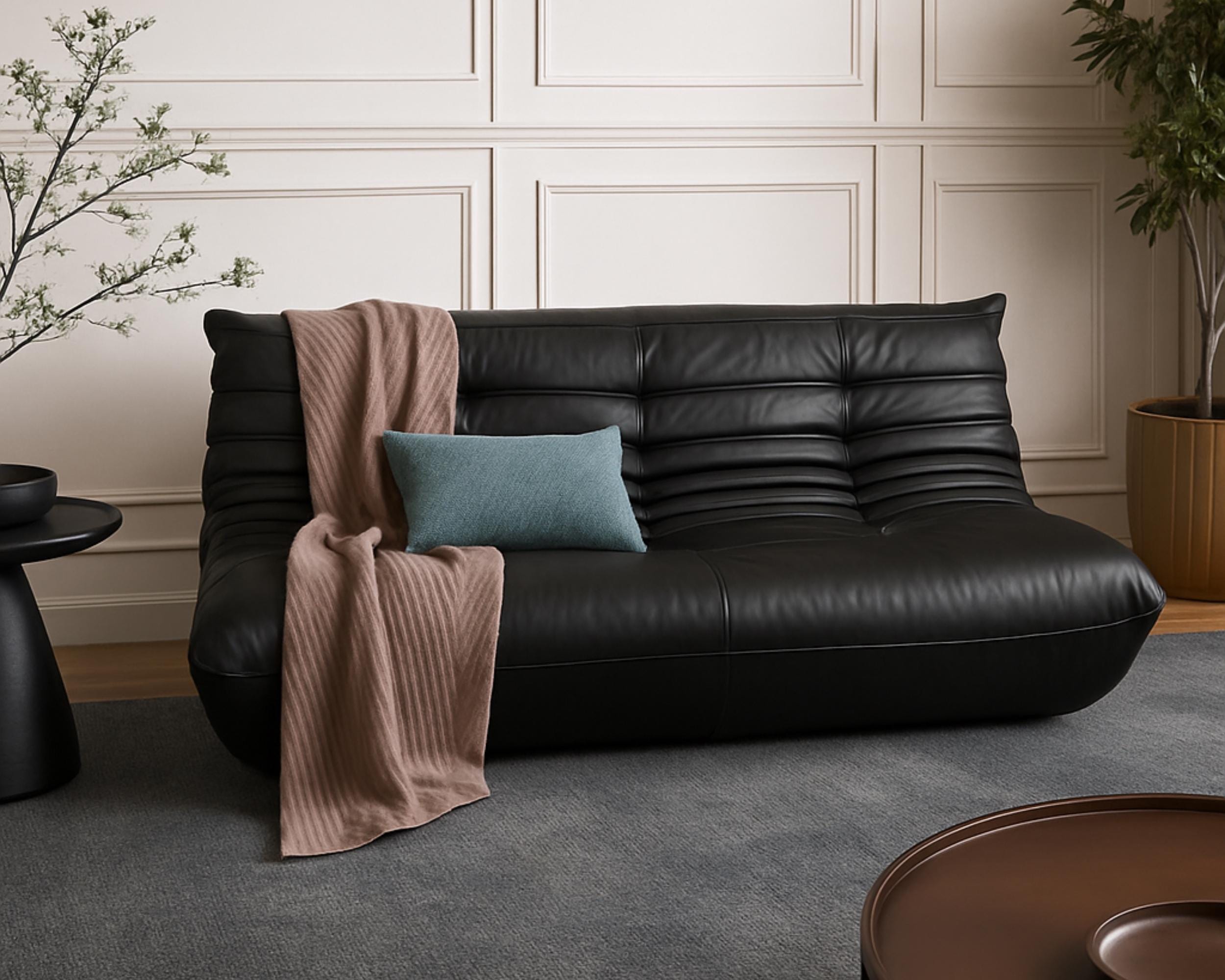 LOWYA 革製 3人掛けカウチソファ