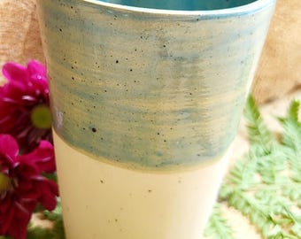 Coffee mug, blue, pottery,