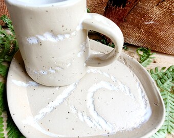 Espresso cup with saucer, hand-thrown