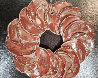 Hanging wreath, hand-thrown, 16 cm diameter, red