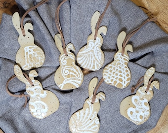 Easter bunnies, hand-thrown