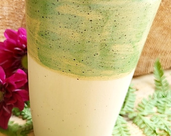 Coffee mug, green, pottery,