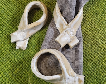 6 napkin rings, hand-thrown