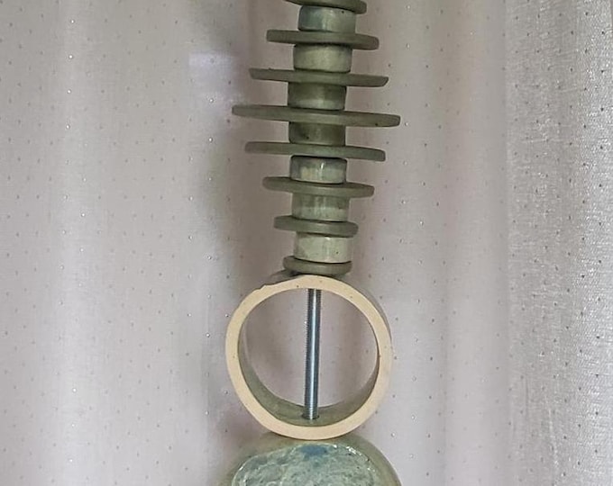 Featured listing image: Garden decoration stele, green, hand-thrown