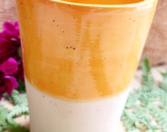 Coffee mug, orange, pottery,