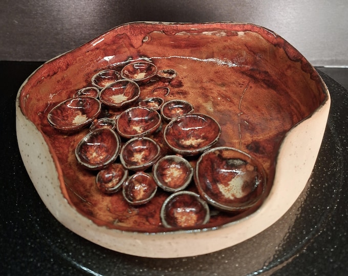 Featured listing image: Bird or insect bath, red, hand-thrown