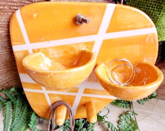 Hanging jewelry holder, hand-thrown, orange